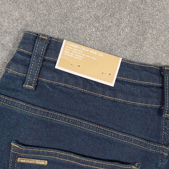 Michael Kors Denim Jeans Carmen Crop Wide Leg Blue Dark Wash Women's 14 NWT $110 - Picture 7 of 9